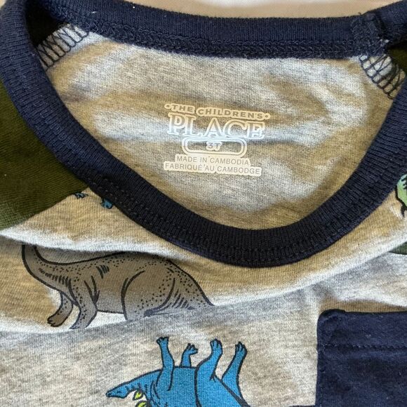 Dinosaur Snug-Fit Pajamas Boys 3T The Children's Place Long Sleeves Gray Blue - Picture 5 of 7